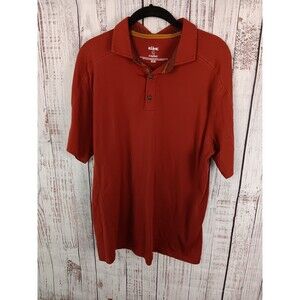 Kuhl Men’s Organic Cotton Wild Fibre Rust Knit shirt W/Logo On Arm Size L EUC